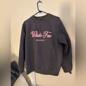 White Fox Boutique Gray Sweatshirt with Pink Logo